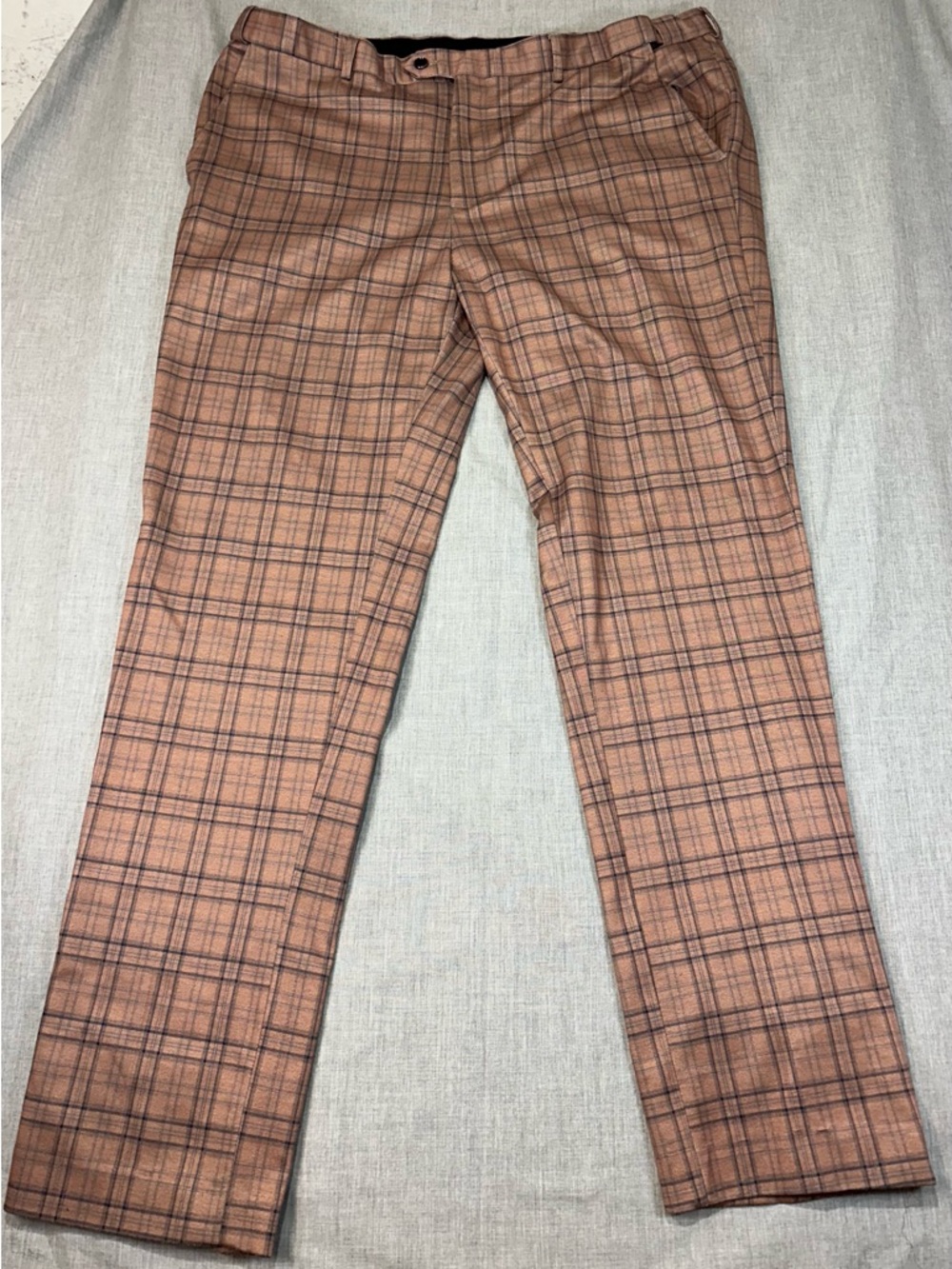 Men's Cloudstyle Plaid Suit Set 2 pcs. Dark Khaki Plaid Slim Formal Sz XXL - Picture 2 of 11